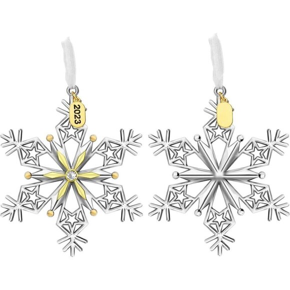 3  Pieces Metallic Snowflake Home Decoration Hanging Pendant - Picture 6 of 8